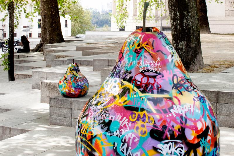 graffiti pear sculptures - outdoor giant